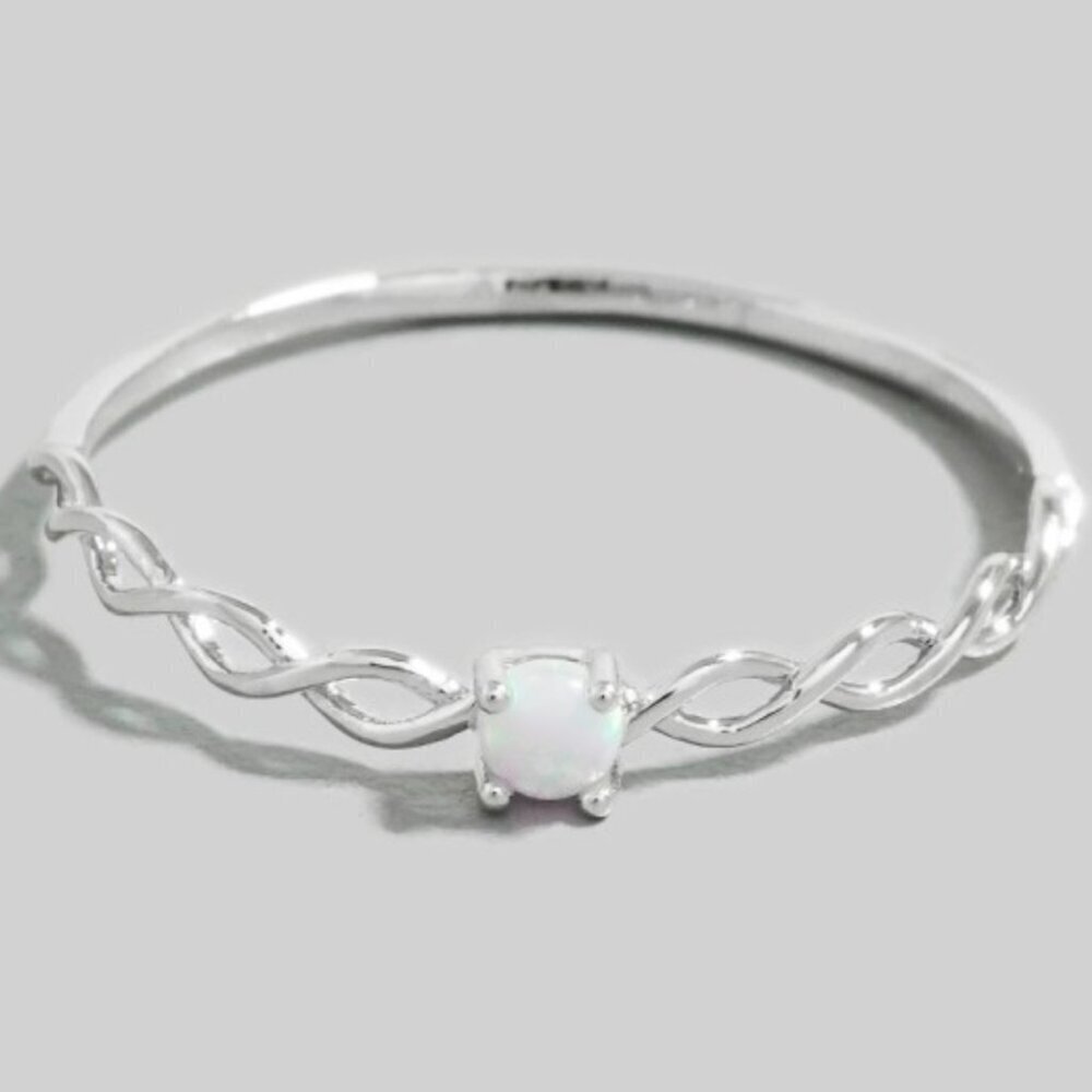White Gold Dipped Braided Opal Ring 25$